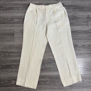 Perry Elli Portfolio Men 100% Linen Cream Business Casual Wedding‎ Pants Size 36